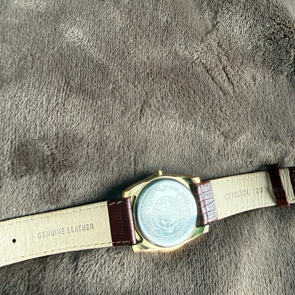 Citizen Eco-Drive Gold Case Brown Strap Watch - Picture 4 of 9